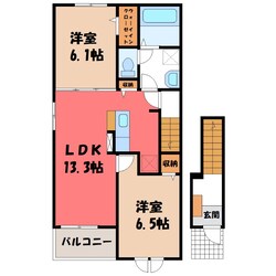 間々田駅 バス2分  乙女八幡宮入口下車：停歩9分 2階の物件間取画像